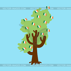 Patriotic tree Ireland map. Irish flag. National - vector clip art