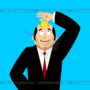 Head of piggy bank. Businessman and coin. Business - vector image