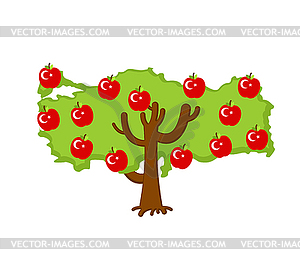 Patriotic apple tree Turkey map. apples Turkish - vector clipart