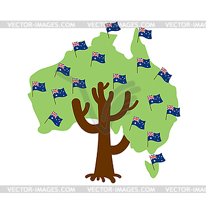 Patriotic tree Australia map. Australian flag. - vector clipart