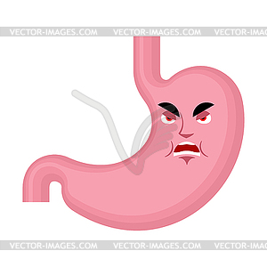 Stomach angry emoji face avatar. Belly evil - vector image