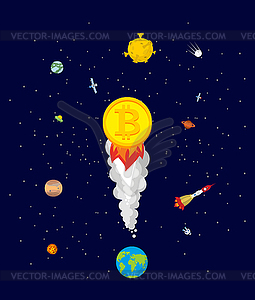 Bitcoin price increase. Dynamics of course is crypt - vector clipart