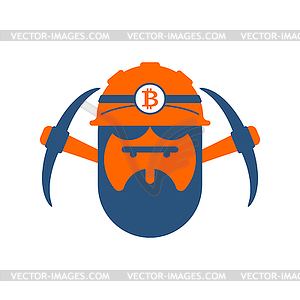 Miner logo. Mining Bitcoin Crypto Currencies. Worke - vector clipart