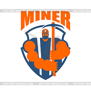 Miner logo. Mining Bitcoin Crypto Currencies. Worke - color vector clipart