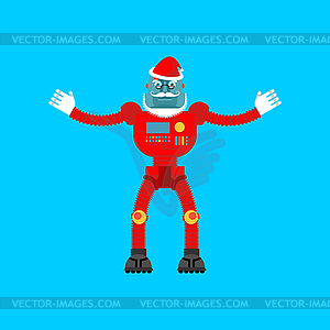 Robot Santa Claus. Mechanical cyborg grandfather fo - vector image