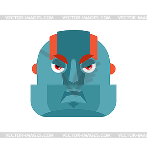 Robot angry emoji. Cyborg evil emotions avatar. - color vector clipart