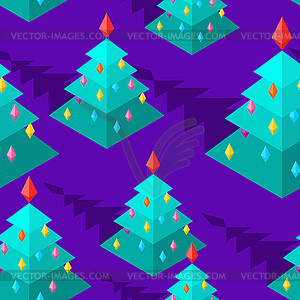 Christmas tree isometric style pattern. Christmas - vector image