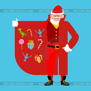 Santa Claus Smuggler selling gifts. Cloak-seller - vector clipart