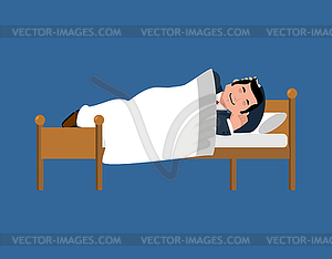 Бизнесмен спит на кровати. деловые люди спать - векторизованное изображение
