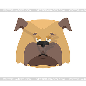 Dog sad emoji. Pet sorrowful emotions. bulldog dull - vector clipart