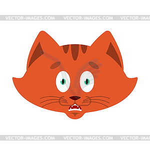 Cat scared OMG emotion. Pet Oh my God emoji. - vector image