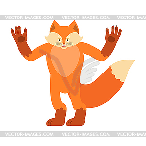 Fox happy. Wild beast merry emotions. she-fox - vector clip art