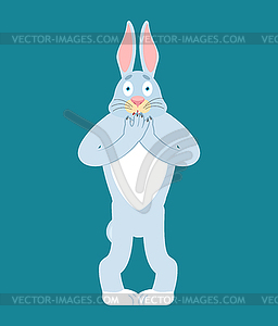 Rabbit scared OMG. Hare Oh my God emoji. - vector image