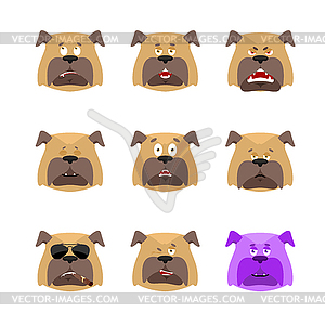 Dog set emoji avatar. sad and angry face. guilty an - vector clipart