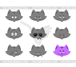 Cat set emoji avatar. грустное и сердитое лицо. виновным - иллюстрация в векторном формате