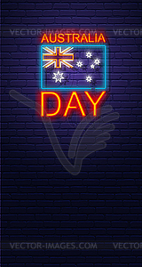 Australia day. Neon sign on brick wall. Australian - vector clipart