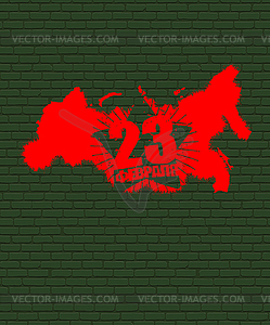 February 23. Defender of Fatherland Day. Brick - color vector clipart