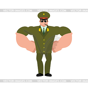 Russian Officer Strong Cool serious. Soldier smokin - vector clipart / vector image