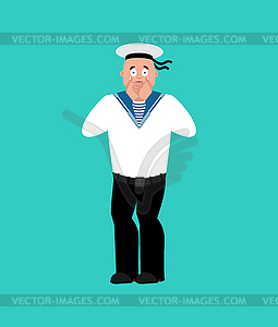 Sailor scared OMG. Russian soldier seafarer Oh my - vector clipart