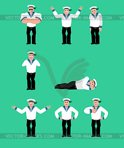 Sailor set poses and motion. Russian soldier - vector clip art