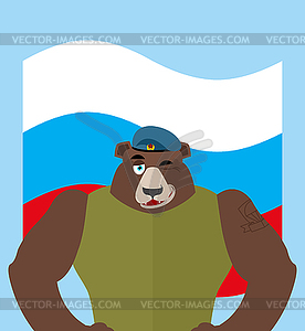 February 23. Bear Defender Russian Soldier. Defende - vector clip art