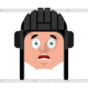 Tankman scared OMG emoji. Russian soldier Oh my - vector clip art