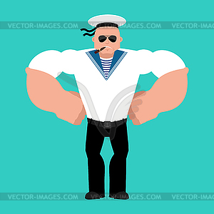 Sailor Strong Cool serious. Russian soldier seafare - vector clip art