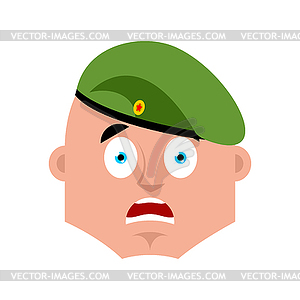 Russian soldier scared OMG emoj. Airborne troops - vector image