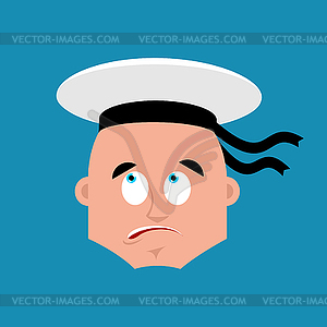 Sailor confused emoji oops. Russian soldier seafare - vector clipart / vector image