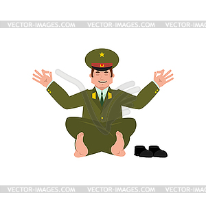 Russian Officer yogi. Soldier yoga. Relaxation and - vector clipart / vector image