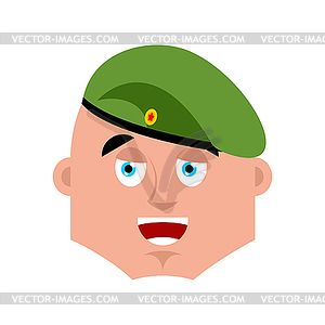 Russian soldier happy emoji. Airborne troops merry - vector clipart / vector image