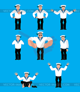 Sailor set poses and motion. Russian soldier - vector clip art