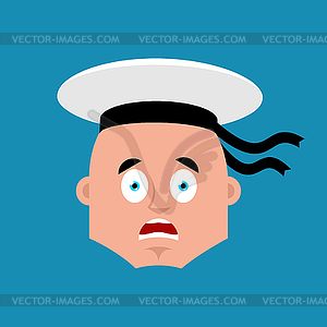 Sailor scared OMG emoji. Russian soldier seafarer O - vector image