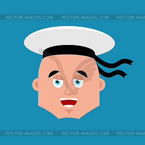 Sailor happy emoji. Russian soldier seafarermerry - vector clipart / vector image