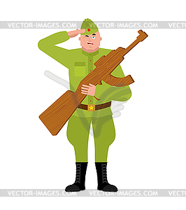 Русские солдаты и игрушки из дерева. военный - стоковый клипарт