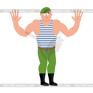 Russian soldier confused oops. Airborne troops - vector clip art