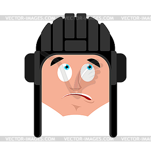 Tankman confused oops emoji. Russian soldier - vector clipart