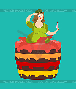 23 february. Striptease Girl of cake - vector image