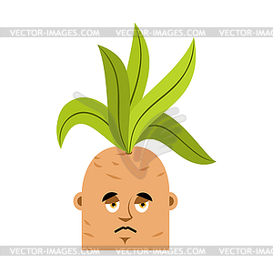 Mandrake root sad emoji. Sorrowful Legendary - vector image