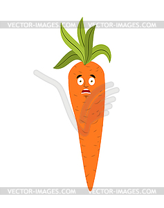 Carrot scared OMG emoji. Vegetable Oh my God emotio - stock vector clipart