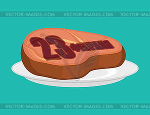 Juicy steak fried. February 23. Traditional Gift fo - vector clipart