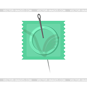 Needle and condom. Condom is pierced - vector image