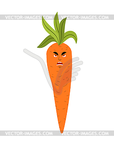 Carrot angry emoji. Vegetable evil . aggressive - vector image