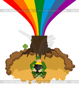 Treasure of Leprechaun in hole under ground. pot - vector EPS clipart