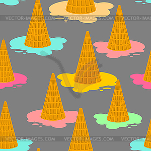 Ice cream dropped pattern. Milk dessert lying on - vector image