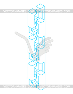 Blockchain network . Cyber concept matrix. Block - vector image