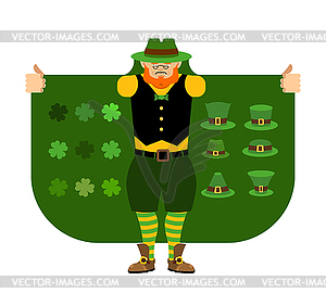 St Patricks Day. Leprechaun Smuggler selling - vector clipart