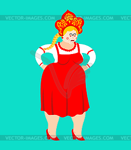 Russia angry. Russian Girl evil. Female aggressive - vector clip art