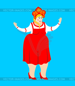 Russia happy. Russian Girl merry. Female Joyful in - vector image