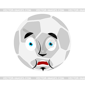 Soccer ball scared OMG Emoji. Football Ball oh my - vector image